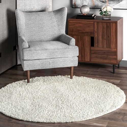 nuLOOM Neva Modern Tasseled Shag Area Rug, 5' Round, Ivory