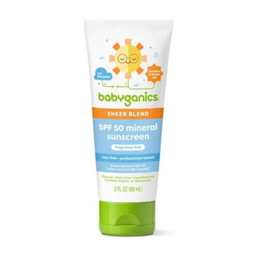 Babyganics Sheer Blend, SPF 50 Mineral Sunscreen Lotion, Fragrance Free, 3 oz HSA/FSA Eligible