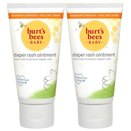 Burt's Bees Baby Diaper Rash Ointment, Maximum Strength, 40% Zinc Oxide, 100% Natural Origin, Pediatrician Tested, Net Weight 3 Ounces , Pack of 2