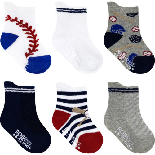 Baseball Fan Assorted Boys 6pk Qtr Sock - Robeez | Maisonette