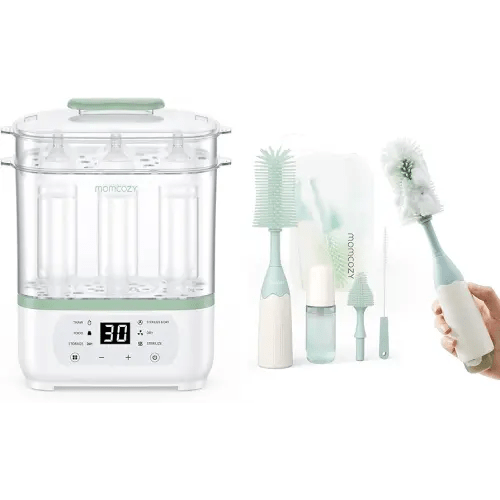 Momcozy Bottle Sterilizer and Dryer & Momcozy Bottle Brush Kit Green
