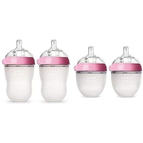 Comotomo Baby Bottle Starter Set, Pink (Two 8-Ounce, Two 5-Ounce)