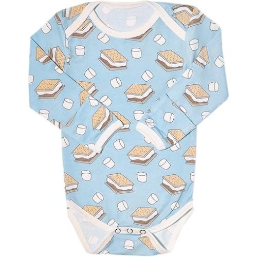 Copper Pearl Long Sleeve Bodysuit Baby: Ultra Soft Baby for Newborns, Boys, and Girls - Stylish, Comfortable, Overlap Shoulders, Premium Knit Fabric - 0-3 Months, S'mores