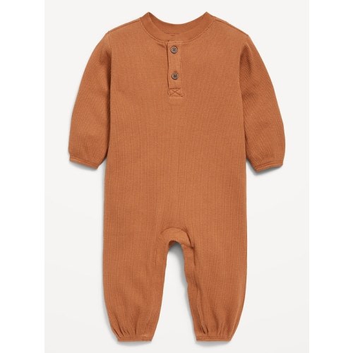 Long-Sleeve Waffle-Knit Henley One-Piece for Baby | Old Navy