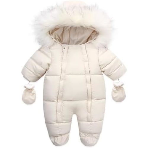 Baby Girl Boy Snowsuit Cute Down Jacket Hooded Romper Light Puffer Padded Jumpsuit Infant Winter Outwear