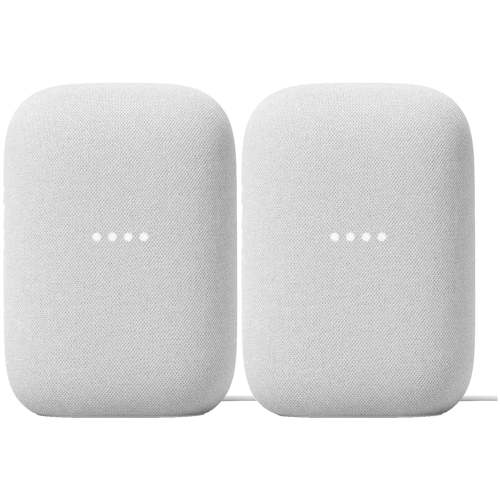 Google GA01420-US Nest Audio Smart Speaker 2 Pack Chalk with Privacy Controls and Superior Sound