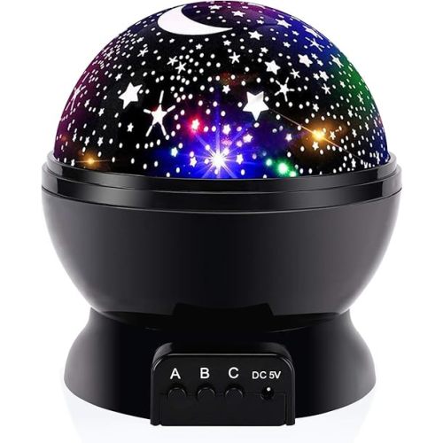 Night Light for Kids, Toys for 3 4 5 6 7 8 Year Old Boys Girls, Star Projector 360 Degree Rotation - 4 LED Bulbs 12 Light Color Changing with USB Cable, Romantic Gifts for Men Women Children