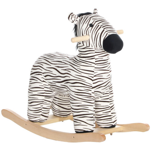 Qaba Rocking Horse, Kids Rocking Animal, Zebra Shaped Ride on Horse with Realistic Sound for 2-4 Years, Black | Wayfair