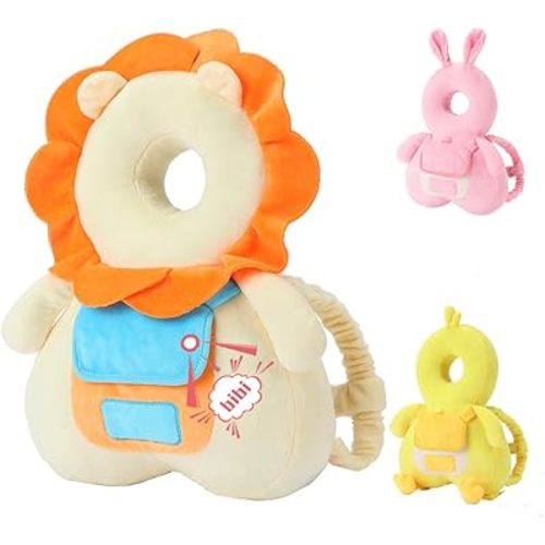 Head Safety Protector Pad for Baby Toddler Walker,Infant Talking Head Protection Backpack Cushion (Yellow Lion)