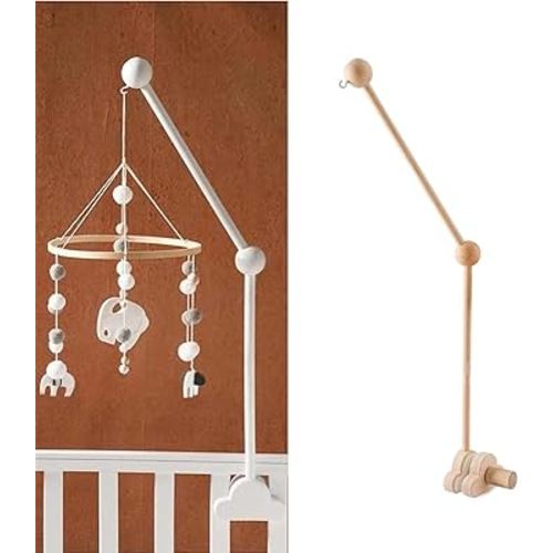 Hanging Wooden Baby Crib Mobile Arm, Baby Mobile Holder Arm, Mobile Arm for Crib, Strong Slip Attachment Wooden Nursery Accessories Bed Decor Bell (Wood Color)