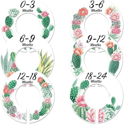 Baby Nursery Gender Neutral Closet Clothing Size Dividers Girl Set of 6 (1.25 Inch Rod)
