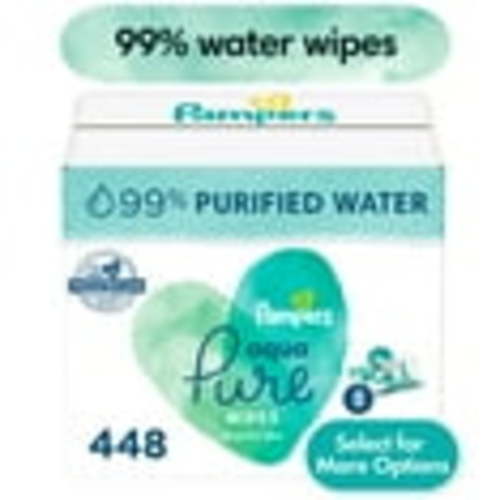 Pampers Aqua Pure Baby Wipes Unscented, 99% Water, 8 Pack, 448 Total Count (Select for More Options)