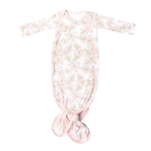 Copper Pearl Baby Gown - Knotted Newborn Sleepers for Baby Boy and Girl, Soft Stretchy Long Sleeve Infant Gowns with Bottom Tie and Hand Mittens, Perfect Hospital Coming Home Outfit (Kiana)