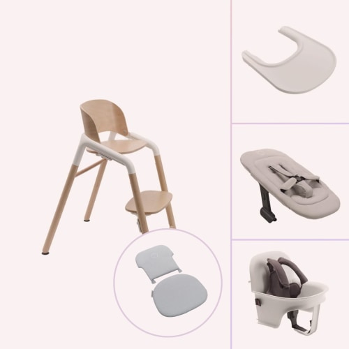 Bugaboo Giraffe Newborn To Solids Highchair Bundle - Neutral Wood/White