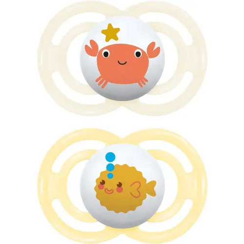 MAM Perfect Baby Pacifier, Patented Nipple, Developed with Pediatric Dentists & Orthodontists, 2 Pack, 6+ Months, Unisex