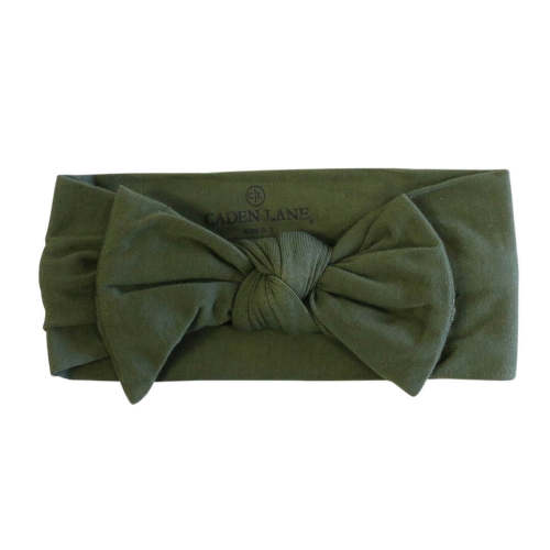 Solid Olive Knit Large Bow Headwrap