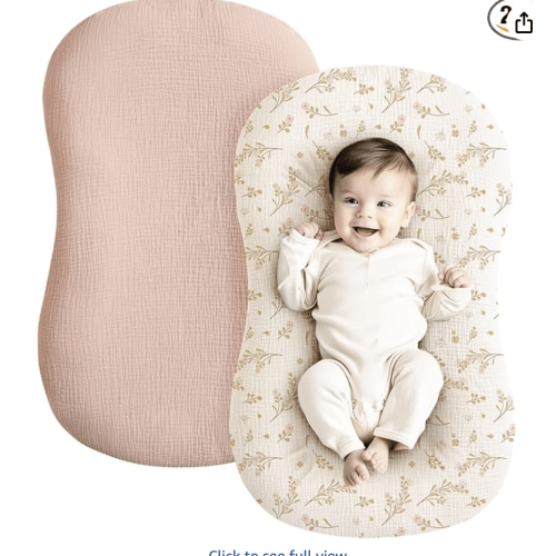 Konssy Muslin Baby Lounger Cover 2 Pack (Pink, Floral)