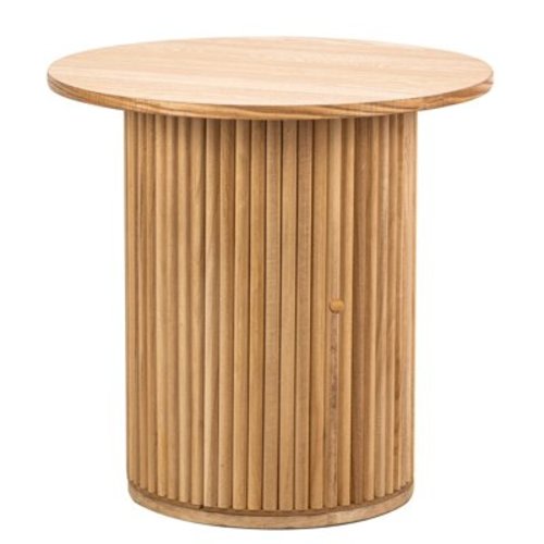 Natural Solid Wood Side Table with Storage, Modern Design Style , Living Room
