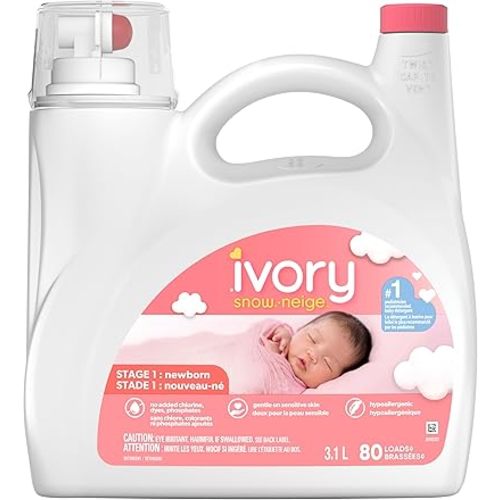 Ivory Snow: Newborn Baby Liquid Laundry Detergent, No added Chlorine, Dyes or Phosphates, Hypoallergenic, 80 loads, 3.1L