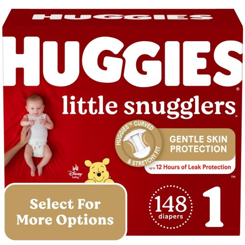 Huggies Little Snugglers Baby Diapers, Size 1 (8-14 lbs), 148 Ct (Select for More Options)