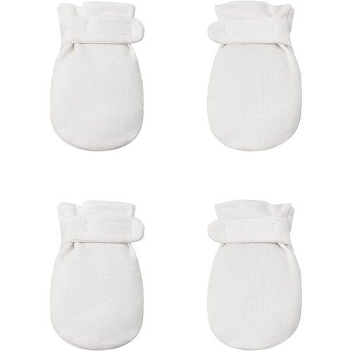 Newborn Baby No Scratch Mittens Stay On, 100% Cotton Breathable, Adjustable Infant Gloves for Baby Boys Girls Mittens