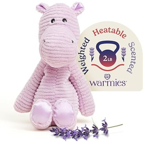warmies Microwavable & Weighted Stuffed Animals, Hippo - Heated Stuffed Animal Plushie for Warmth & Comfort - Cute Soft Plush Toys for Adults & Children (Boys, Girls, Babies & Toddlers)
