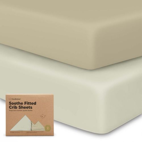 Keababies 2pk Soothe Fitted Crib Sheets Neutral, Organic Baby Crib Sheets, Fits Standard Nursery Baby Mattress (lichen)