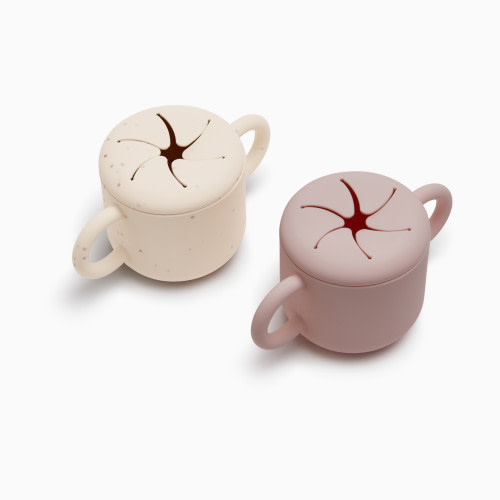 AEIOU Silicone Snack Cup (2 Pack) - Petal/Oat Speckle