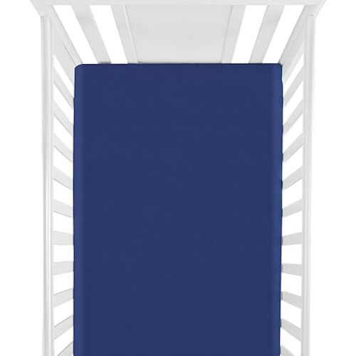 2 Pack Microfiber Crib Sheets for Boys Girls, Fitted Crib Sheet for Standard Crib and Toddler Mattress, Super Soft Microfiber Baby Sheet 28x52x8, Navy Blue