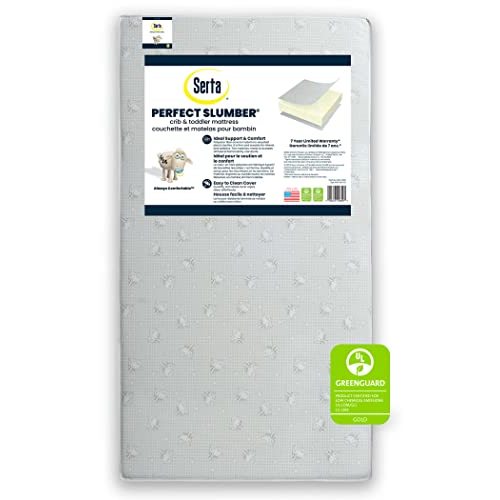 Serta Perfect Slumber Dual Sided Crib and Toddler Mattress - Premium Sustainably Sourced Fiber Core - Waterproof - GREENGUARD Gold Certified (Non-Toxic) - 7 Year Warranty - Made in USA