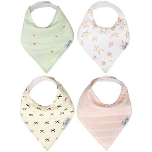 Copper Pearl Baby Bibs 4 Pack, Bandana Drool Bibs for Baby Girl & Boy, Soft Cotton Bibs for Drooling and Teething