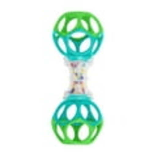 Bright Starts Oball Shaker Toy with Easy Grasp for Newborn Kids, Infant Baby Rattle in Blue and Green