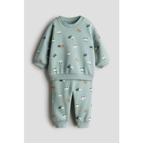 2-PIECE PRINTED BRUSHED-INSIDE SWEATSHIRT SET