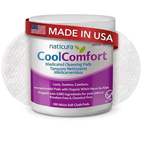 Naticura CoolComfort Hemorrhoid Treatment Witch Hazel Pads Postpartum 100ct