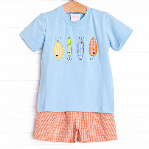 Tackle Box Treasures Applique Short Set, Blue
–
Stitchy Fish