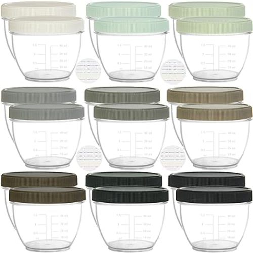 Youngever 18 Sets Baby Food Storage, 2 Ounce Plastic Baby Food Containers with Lids and Labels (Urban Colors)