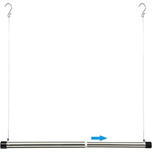 Hanging Closet Rod, Silver Adjustable Width 15 to 40 Inch Organizer for Hanging Clothes, Space-Saving Closet Garment Organizer Rack, Closet Extender Hanging Rod, Tension Clothes Hanging Bar
