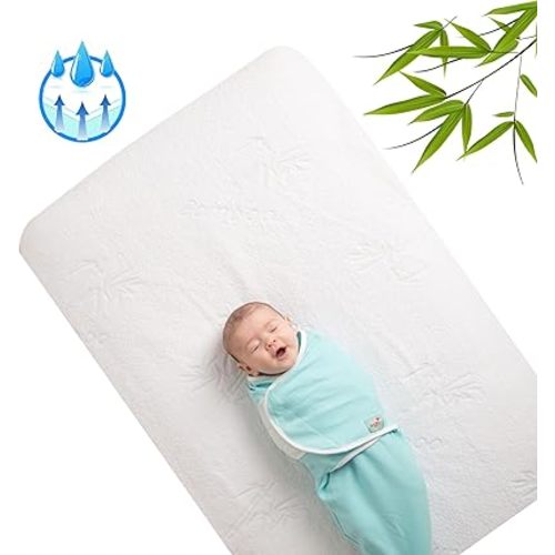 Bamboo Rayon Baby Crib Mattress Protector - Waterproof Breathable Cooling Fitted Mattress Cover 28x52 inches (Single Pack)