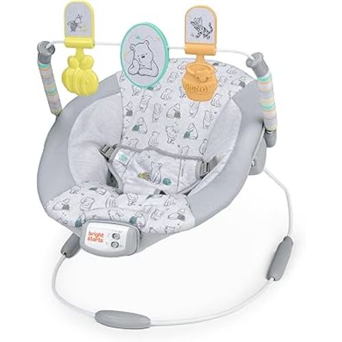 Bright Starts Disney Baby Winnie The Pooh Classic Pals Vibrating Baby Bouncer Seat with Melodies & Toys, Unisex, 0-6 Months