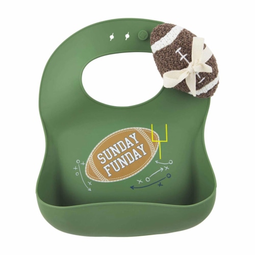 Sunday Funday Silicone Bib & Rattle Set, Football