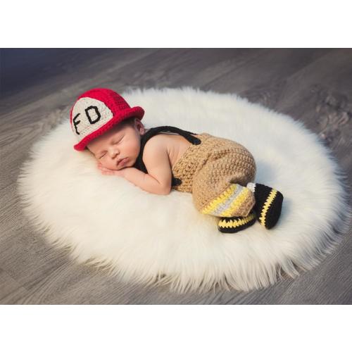 Crochet Baby Fireman Outfit – Handmade Newborn Costume, Photo Prop, Baby Shower Gift