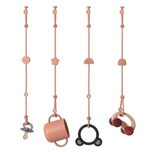 Andy Bear Toy Straps for Baby Toy Safety Straps Silicone High Chair Toys Straps Toddler Bottle Straps for Strollers, High Chair, Cribs, Car Seat, Stroller Accessories, Baby Pacifier Clip-Terra Cotta