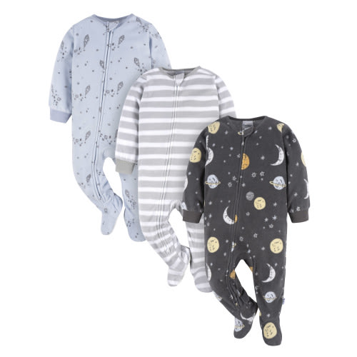 Gerber Baby and Toddler Neutral Microfleece Blanket Sleeper Pajamas, 3-Pack, Sizes 0/3M-5T