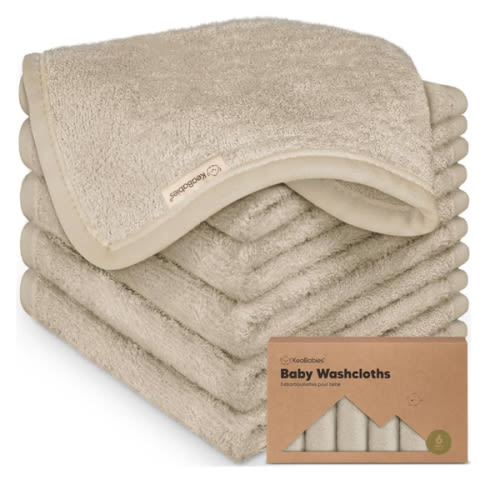 6-Pack Soft Baby Washcloths, Viscose from Bamboo - Kids, Newborn Bath Towels, Infant Shower, Toddler Reusable Face Towel, Gentle on Skin, Face Wash Cloths for Babies, 10x10(Earth Brown)