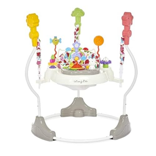 Dream On Me 2-in-1 Baby Activity Center & Bouncer Jumper, 360° Rotating Seat, 3-Height Adjustable, 12 Melodies with Lights & Interactive Toys, Promotes Early Development - Star Print