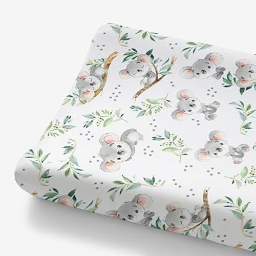 HawSkgFub Koala Bear Leaf Changing Pad Cover for Baby Girls Boys, Natural Australian Animal Diaper Change Table Covers, Soft Stretchy Breathable Safe Snug Fitted Changing Mat Sheets Fit 32