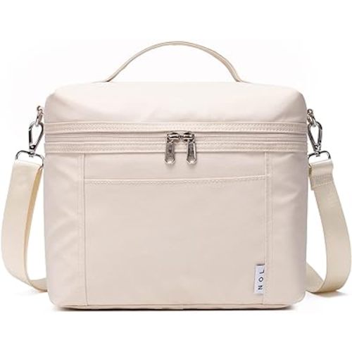 NOL Natural Organic Lifestyle Insulated Lunch Bags for Women Cooler Bag Lightweight Nylon Waterproof Lunch Box For Work (Small, Cream)