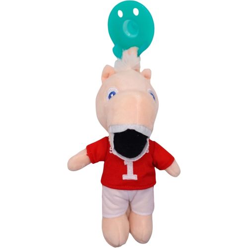 Baby Boy and Girl Silicone Pacifier with College Mascot Stuffed Toy Plush, Collegiately Licensed, Boomer, University of Oklahoma