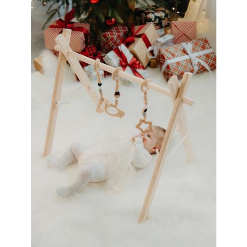 Wooden Baby Gym Frame with hanging toys