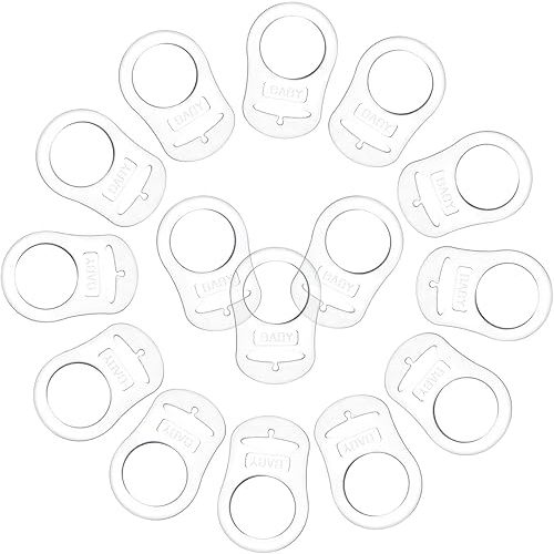 Patelai 15 Pieces Soft Silicone Baby Pacifier Clips Holders Silicone Adapter Rings Holder Baby Nipple Rings Dummy Nipple Holder for Pacifiers(Transparent)